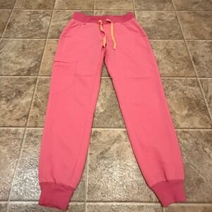 FIGS Zamora Jogger Scrub Pants Pink XXS Petite W18SW2005P Women Yoga Waistband